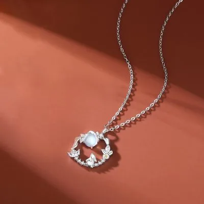 Dây Chuyền Bạc Nữ đính đá CZ Hình Thỏ Ngắm Trăng LILI 899188 5