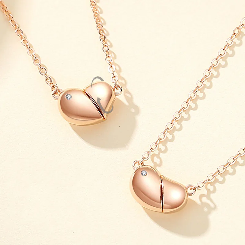 Dây Chuyền Bạc Nữ đính đá CZ Xoay đeo 2 Kiểu Hình Hạt đậu Trái Tim LILI 249585 1