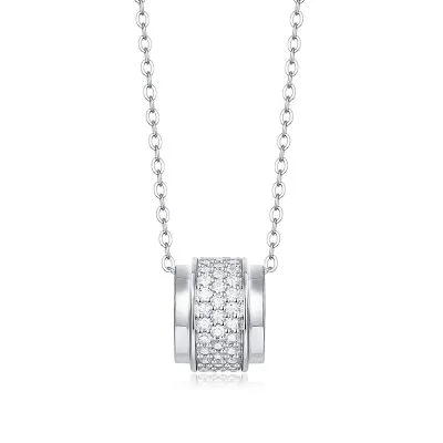 Dây Chuyền Bạc Nữ đính Kim Cương Moissanite Tròn Cách điệu LILI 219917 1