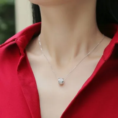 Dây Chuyền Bạc Nữ đính Kim Cương Moissanite Tròn Cách điệu LILI 219917 3