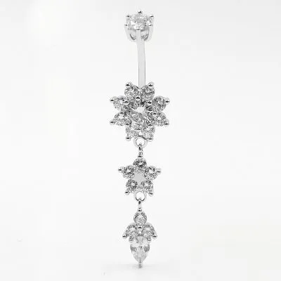 Khuyên Rốn Bụng Bạc Nữ đính đá CZ Hình Bông Hoa Thekla LILI 589235 1