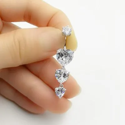 Khuyên Rốn Bụng Bạc Nữ đính đá CZ Hình Trái Tim Theodora LILI 239532 1