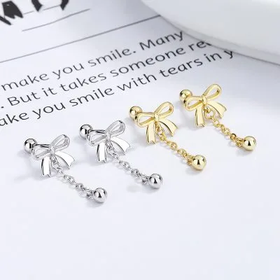 Khuyên Tai Bạc Nữ đính đá CZ Hình Chiếc Nơ Xinh Xắn LILI 392784 1