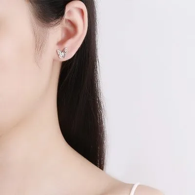Khuyên Tai Bạc Nữ đính đá CZ Hình Hồ điệp Eudora LILI 636419 3
