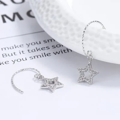 Khuyên Tai Bạc Nữ đính đá CZ Hình Ngôi Sao 5 Cánh Martha LILI 212948 1