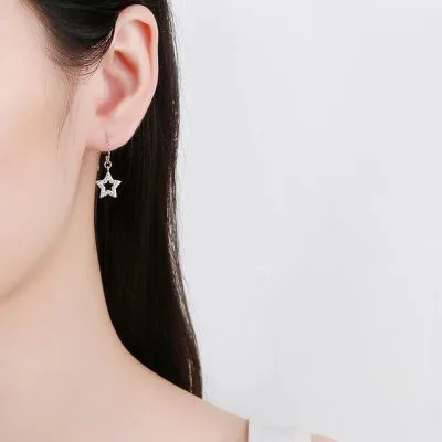 Khuyên Tai Bạc Nữ đính đá CZ Hình Ngôi Sao 5 Cánh Martha LILI 212948 4