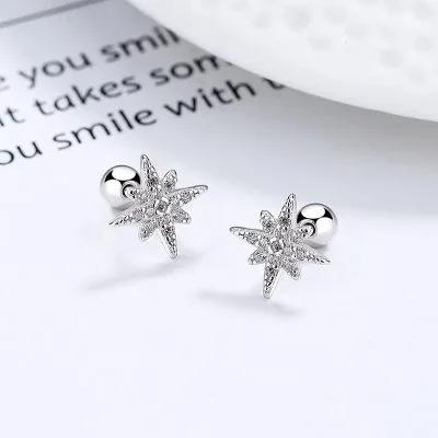 Khuyên Tai Bạc Nữ đính đá CZ Hình Ngôi Sao 8 Cánh Gerda LILI 798574 4