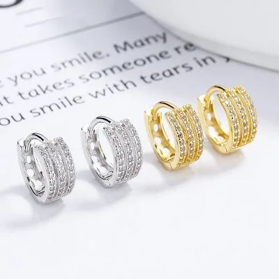 Khuyên Tai Bạc Nữ đính đá CZ Hình Tròn Cách điệu Kaylin LILI 121771 1