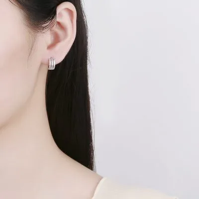Khuyên Tai Bạc Nữ đính đá CZ Hình Tròn Cách điệu Kaylin LILI 121771 3