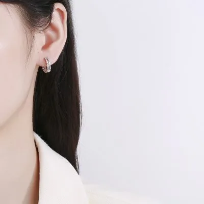 Khuyên Tai Bạc Nữ đính đá CZ Tròn Helga LILI 713623 1