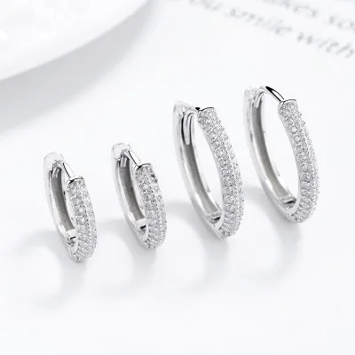 Khuyên Tai Bạc Nữ đính đá CZ Tròn Isadora LILI 472288 6