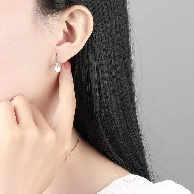 Khuyên Tai Bạc Nữ đính đá CZ Tròn Trơn Sigourney LILI 135333 5