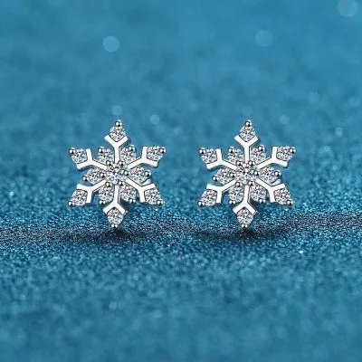 Khuyên Tai Bạc Nữ đính Kim Cương Moissanite Bông Tuyết LILI 361934 1