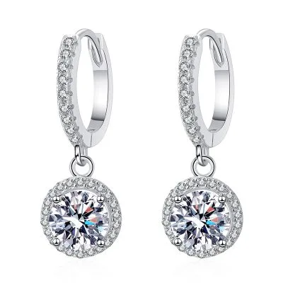 Khuyên Tai Bạc Nữ đính Kim Cương Moissanite Tròn Eugene LILI 745457 4