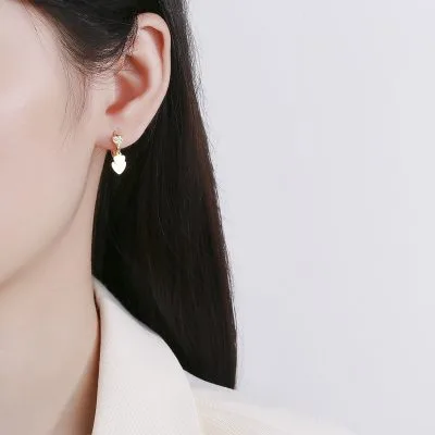 Khuyên Tai Bạc Nữ Tròn đính đá CZ Hình Trái Tim Louisa LILI 371525 1