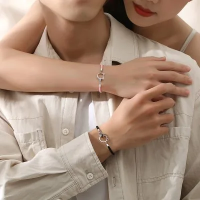 Lắc Tay Bạc Cặp đôi đính đá CZ Mèo Dễ Thương Love Cat LILI 718478 2