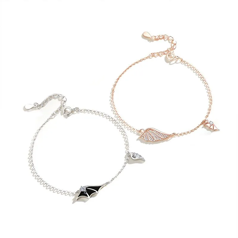 Lắc Tay Bạc Cặp đôi đính đá CZ Thiên Thần Và ác Quỷ LILI 211775 5