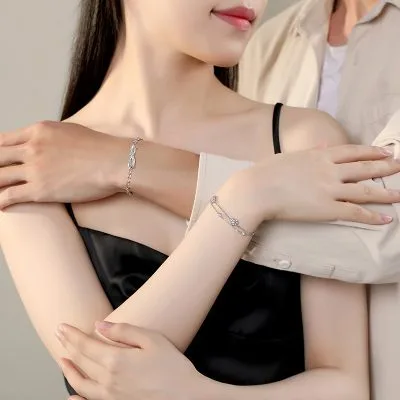 Lắc Tay Bạc Cặp đôi đính Hoa Hồng Tình Yêu Marcus LILI 517322 3