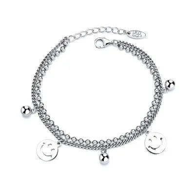 Lắc Tay Bạc Nữ Chuỗi Hạt Tròn Hình Mặt Cười Viva LILI 952256 5