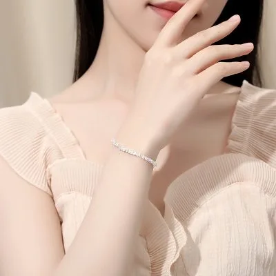 Lắc Tay Bạc Nữ Chuỗi Khối Cách điệu Harold LILI 756356 2