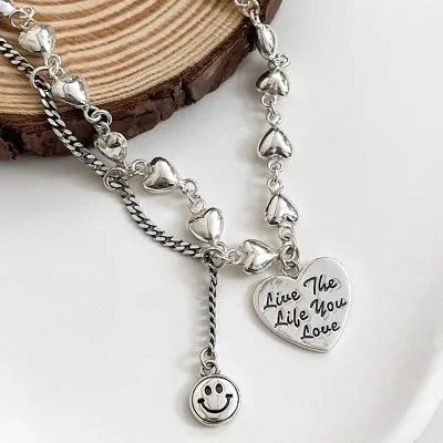 Lắc Tay Bạc Nữ Chuỗi Trái Tim Love You LILI 495865 4