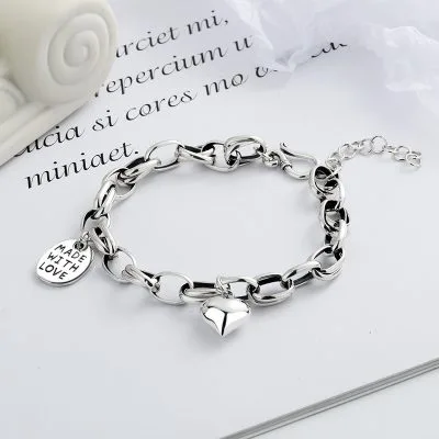 Lắc Tay Bạc Nữ Chuỗi Tròn Hình Trái Tim Made With Love LILI 159539 1