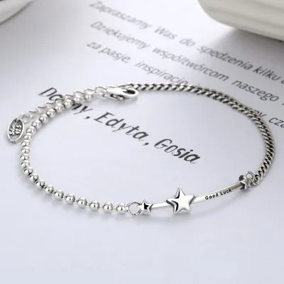 Lắc Tay Bạc Nữ Chuỗi Tròn Xoắn Hình Ngôi Sao Good Luck LILI 823776 1