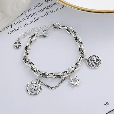 Lắc Tay Bạc Nữ Chuỗi Vuông Tròn Sophronia LILI 664897 2