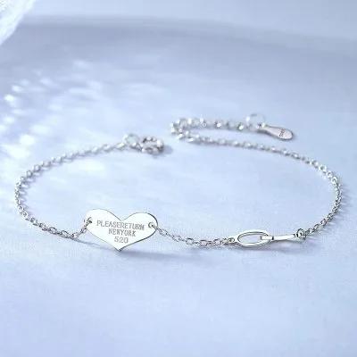 Lắc Tay Bạc Nữ Dạng Chuỗi Hộp Vuông Hình Trái Tim Love Chain LILI 744886 4