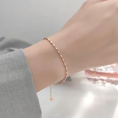 Lắc Tay Bạc Nữ Dạng Chuỗi Vuông Trơn Stella LILI 431825 1