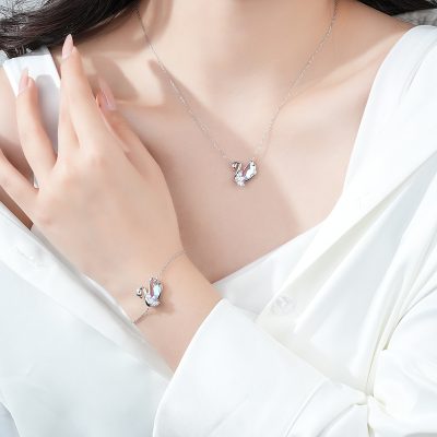 Lắc Tay Bạc Nữ đính đá CZ Hình Chú Thiên Nga LILI 838798 2