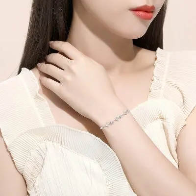 Lắc Tay Bạc Nữ đính đá CZ Hình Lá Bạch Quả Dearie LILI 671468 2