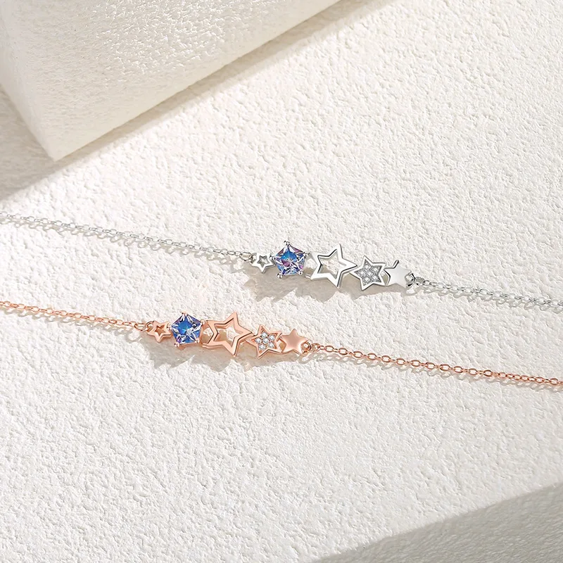 Lắc Tay Bạc Nữ đính đá CZ Hình Ngôi Sao 5 Cánh LILI 532223 3