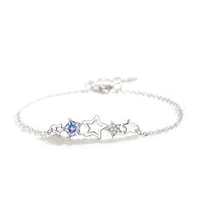 Lắc Tay Bạc Nữ đính đá CZ Hình Ngôi Sao 5 Cánh LILI 532223 4