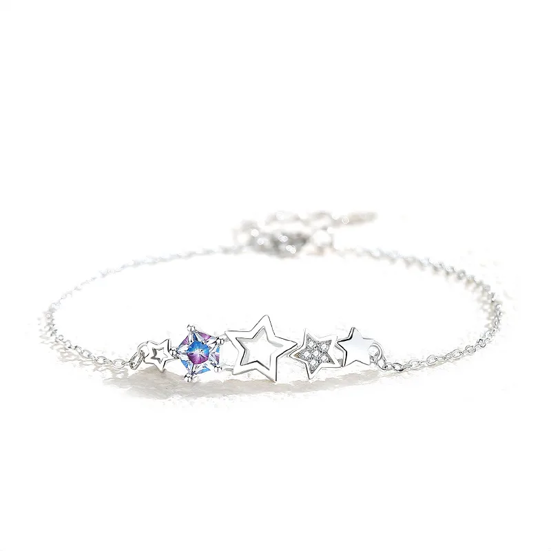 Lắc Tay Bạc Nữ đính đá CZ Hình Ngôi Sao 5 Cánh LILI 532223 4