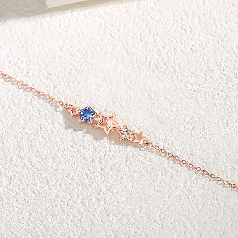 Lắc Tay Bạc Nữ đính đá CZ Hình Ngôi Sao 5 Cánh LILI 532223 6