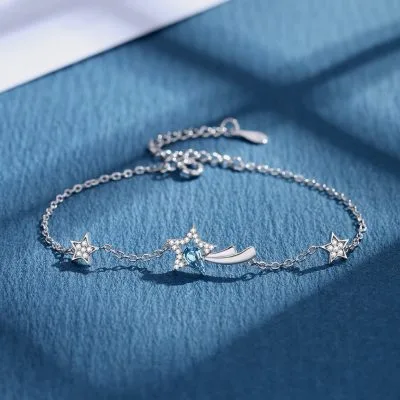 Lắc Tay Bạc Nữ đính đá CZ Hình Ngôi Sao Băng LILI 447615 1