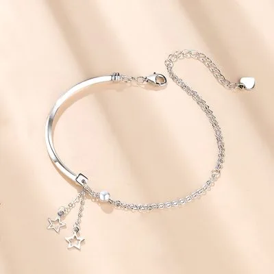 Lắc Tay Bạc Nữ đính đá CZ Hình Ngôi Sao May Mắn Lucky Day LILI 143531 6