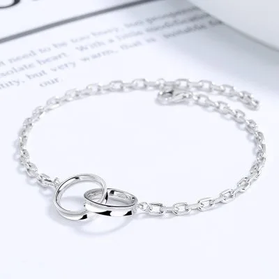 Lắc Tay Bạc Nữ đính đá CZ Hình Nhẫn đôi Lồng Nhau LILI 769245 4