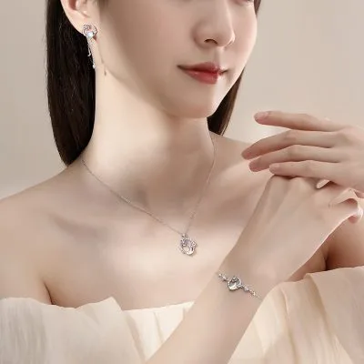 Lắc Tay Bạc Nữ đính đá CZ Hình Trăng Sao Cách điệu Drusilla LILI 743195 2