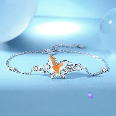 Lắc Tay Bạc Nữ đính đá CZ Hoa Bướm LILI 234244 2