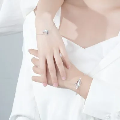 Lắc Tay Bạc Nữ đính đá CZ Hoa Bướm LILI 234244 4