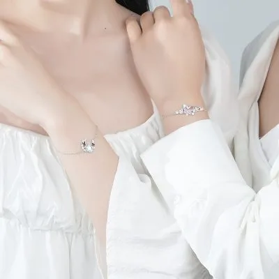 Lắc Tay Bạc Nữ đính đá CZ Hoa Bướm LILI 397233 1