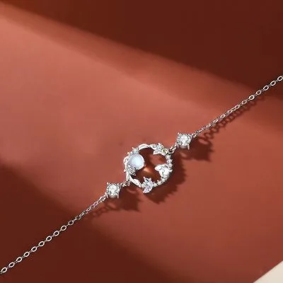 Lắc Tay Bạc Nữ đính đá CZ Thỏ Ngắm Trăng LILI 722163 5