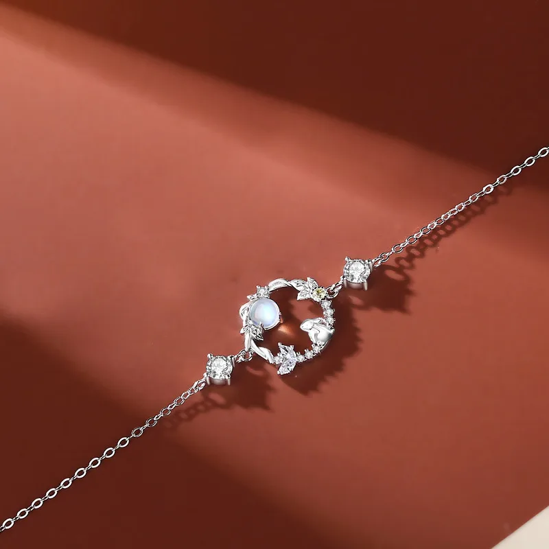Lắc Tay Bạc Nữ đính đá CZ Thỏ Ngắm Trăng LILI 722163 5
