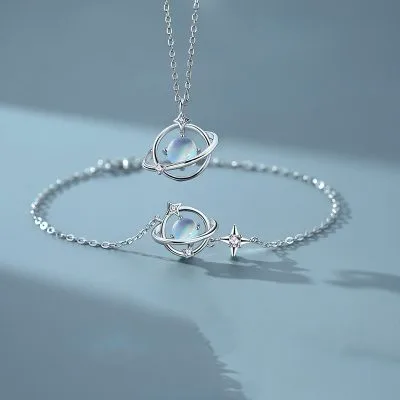 Lắc Tay Bạc Nữ đính đá CZ Tiểu Hành Tinh Planet LILI 718911 1