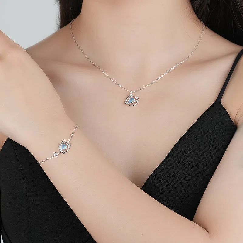 Lắc Tay Bạc Nữ đính đá CZ Tiểu Hành Tinh Planet LILI 718911 4