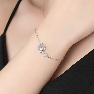 Lắc Tay Bạc Nữ đính đá CZ Tiểu Hành Tinh Planet LILI 718911 6