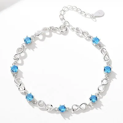 Lắc Tay Bạc Nữ đính đá CZ Tình Yêu Vô Cực Eunice LILI 637129 4