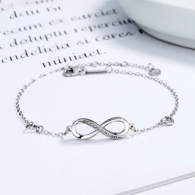 Lắc Tay Bạc Nữ đính đá CZ Trái Tim Vô Cực Forever Love LILI 877257 1